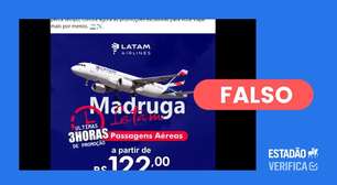 É falso anúncio com promoção de passagens aéreas a R$ 122 da Latam