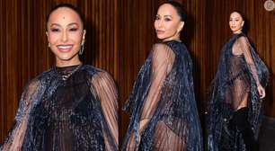 Grávida fashionista! Sabrina Sato surge em look esvoaçante e transparente - com direito à barriguinha à mostra; veja fotos