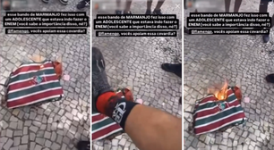 Torcedores do Flamengo botam fogo em mochila com estampa do Fluminense de estudante que estava a caminho do Enem