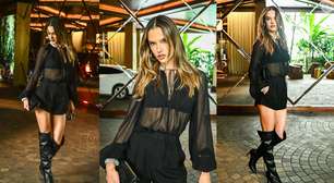 Diva! Alessandra Ambrosio brilha com look transparente e bota 'fatal' para evento de moda em São Paulo; veja fotos