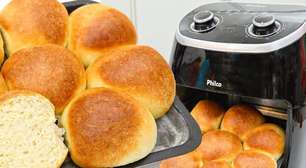 Pão caseiro na air fryer fica fofinho e macio e não demora para ficar pronto