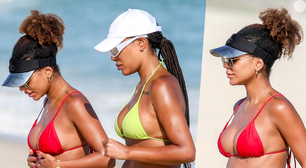 Brunna Gonçalves exibe barriga de gravidez com detalhe que chama atenção da web em dia de praia com Ludmilla. Fotos!