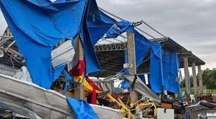 Parque de Eventos Atílio Pasa, em Arroio do Tigre, desaba após forte vendaval no domingo (1º)