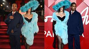 Casal fashionista! ASAP Rocky e Rihanna brilham no tapete vermelho do British Fashion Awards 2024