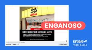 Postagem engana ao usar foto do Poupatempo em oferta de óculos grátis