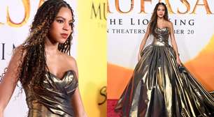 Blue Ivy brilha em première de 'Mufasa' com vestido dourado luxuoso assinado por estilista