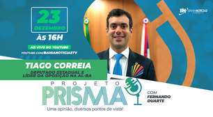 Projeto Prisma entrevista deputado estadual Tiago Correia nesta segunda-feira