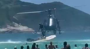 PM deixa fuzil cair no mar ao sobrevoar praia do Rio de Janeiro; veja