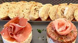 Entrada gourmet fácil: pasta de queijo, pistache e parma