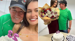 Amado Batista faz surpresa nos 23 anos da namorada miss