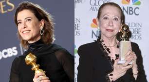 Fernanda Torres dedica Globo de Ouro a Fernanda Montenegro: 'Esteve aqui há 25 anos'