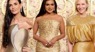 Do champanhe de Demi Moore ao vestido 'reciclado' de Cate Blanchett, 18 looks de famosas no Globo de Ouro 2025 provam: metalizado é versátil