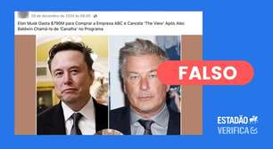 É falso que Elon Musk tenha comprado emissora de televisão ABC e cancelado programa 'The View'