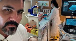 No hospital, Juliano Cazarré surge com a filha nos braços: 'Colinho do papai'