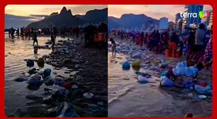 Areia da praia de Ipanema, no Rio de Janeiro, aparece tomada por lixo