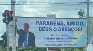 Outdoors parabenizam Trump em Goiânia: 'De sua amiga, Ismenia'