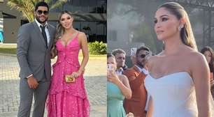 Entrou sozinha! Veja o vestido de Camila Ângelo em casamento com Hulk Paraíba