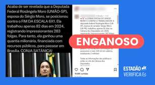 Postagem engana ao citar dias de presença e de folga de Rosangela Moro