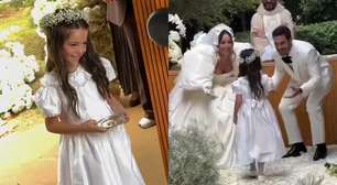 Filha com Duda Nagle, Zoe leva alianças no casamento de Sabrina Sato e Nicolas Prattes