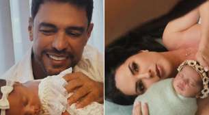 Graciele Lacerda e Zezé Di Camargo mostram bastidores de ensaio newborn de Clara