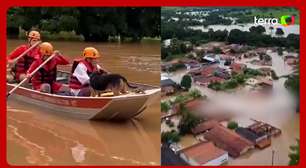 Crianças comemoram chegada de resgate em região inundada de MT