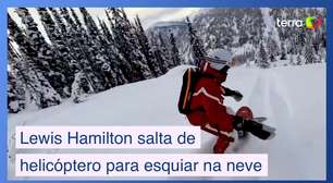 Veja Lewis Hamilton esquiando na neve após saltar de helicóptero