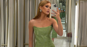 Marina Ruy Barbosa usa verde com paetês de reciclagem e verniz