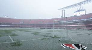 Temporal alaga gramado do MorumBis e atrasa São Paulo x Corinthians no Paulistão; veja fotos