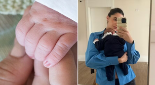 Esposa de Luan Santana, Jade Magalhães diz que furou as orelhas da filha de 1 mês
