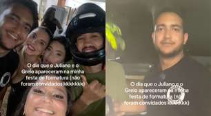Penetra? Juliano, da dupla com Henrique, invade formatura e causa alvoroço com Grelo