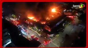 Incêndio de grandes proporções atinge edificação comercial na zona sul de SP