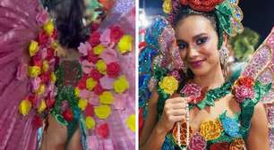 Ex-BBB Alane Dias comenta 'bumbum todo ferido' após desfile: 'Não ia parar por isso'