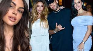 Amanda Kimberlly fica isolada na presença de Neymar e Bruna em festa