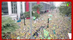 Imagens aéreas mostram concentração de bolsonaristas em ato por anistia na Avenida Paulista