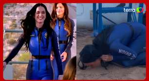 Katy Perry no espaço: cantora beija o chão após pouso da Blue Origin