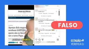 É falso que 'Folha' tenha publicado que 'dois negros e nenhum LGBT' são cotados para ser papa