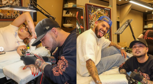 Do outro lado do mundo, Virginia faz tatuagem com Zé Felipe e sofre: 'Arrepiando toda'