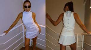 Divou! Giovanna Lancellotti adapta camisa de 7 mil, usa como vestido curto e encanta