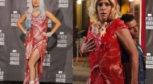 Poucos lembram: o vestido de carne de Lady Gaga já foi recriado na Globo para Luis Salém, o Eugênio de 'Vale Tudo', em novela de 2011