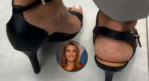 Apresentadora se confunde na hora de calçar os sapatos e faz colegas rirem de gafe