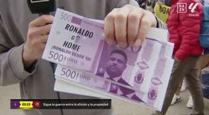 Após rebaixamento do Valladolid, torcedores arremessam notas falsas e protestam contra Ronaldo