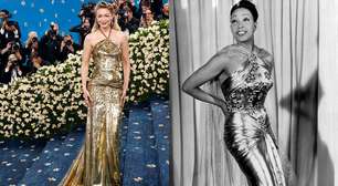 Com look dourado, Gigi Hadid homenageia primeira atriz negra em Hollywood no MET Gala