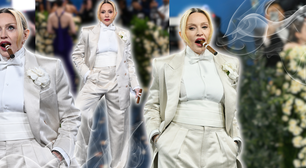 Após 7 anos, Madonna retorna ao tapete do Met Gala 2025 de terninho branco e fumando charuto: 'Rainha da p*rra toda'
