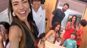 Patrícia Abravanel publica clique raro em família e caçula aparece com pose inusitada: 'Controlar'