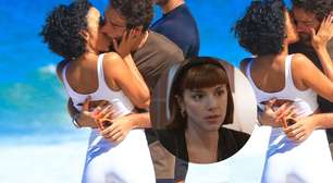 Abre o olho, chérie! Bella Campos e Humberto Carrão protagonizam 'beijo de cinema' em gravação de 'Vale Tudo' na praia. Fotos!