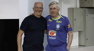 Dorival e Ancelotti se encontram antes de treino da Seleção Brasileira