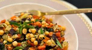 Salada berinjela e grão de bico na Airfryer: fácil e saborosa