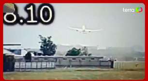 Vídeo inédito de câmera de segurança mostra decolagem e queda de avião na Índia