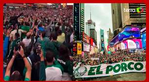 Torcida do Palmeiras 'fecha' Times Square e faz festa em Nova York