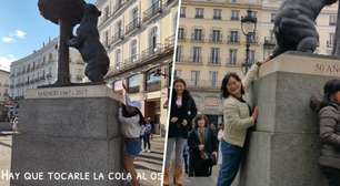 As pessoas começaram a formar fila para tocar o traseiro de uma estátua de urso em Madri; o motivo: buscar sorte